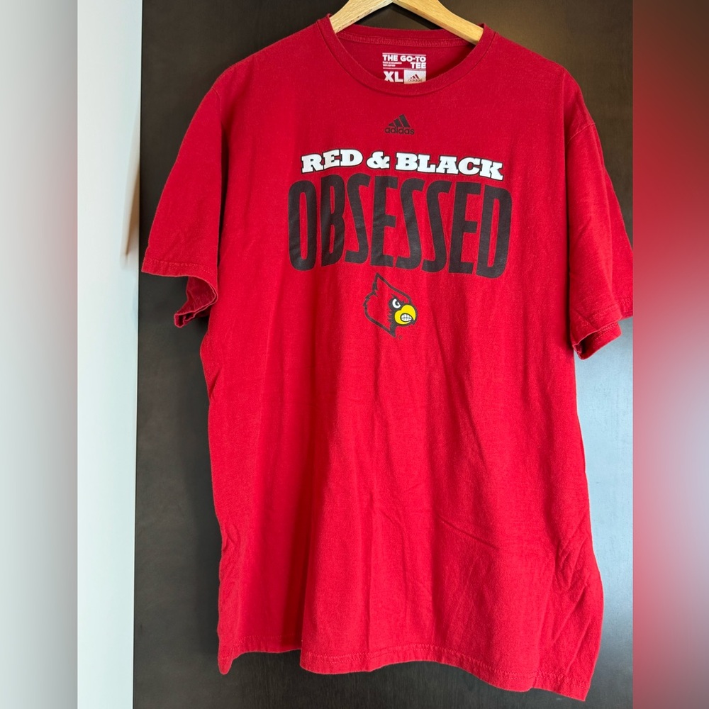 VINTAGE ADIDAS Red & Black Obsessed Men's Shirt - Picture 1 of 6